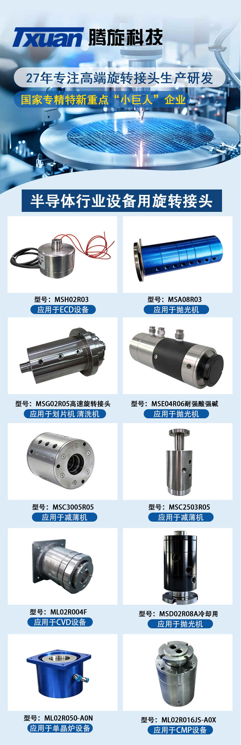 腾旋半导体旋转接头系列